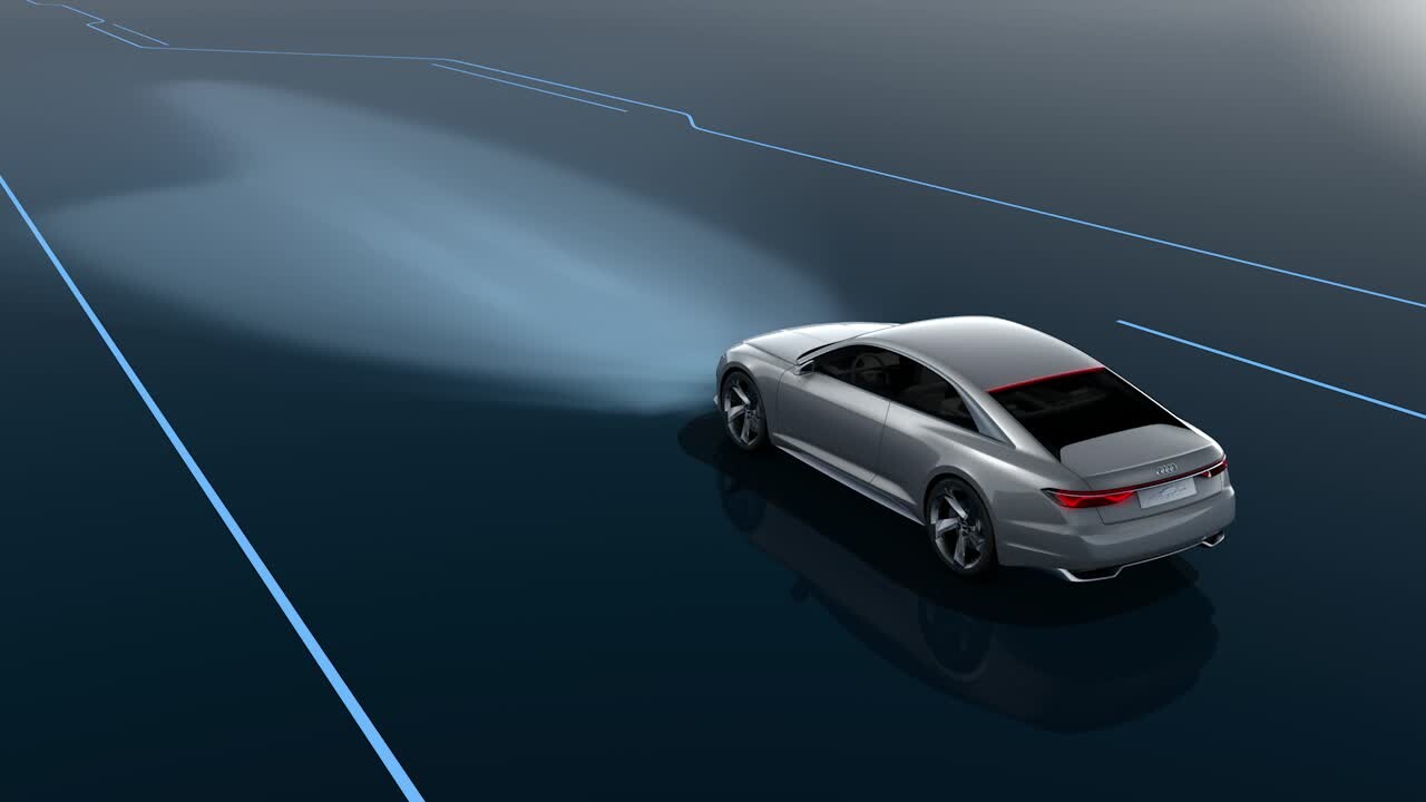 Audi future lab - technika świetlna i stylistyka – animacja, światła laserowe Matrix