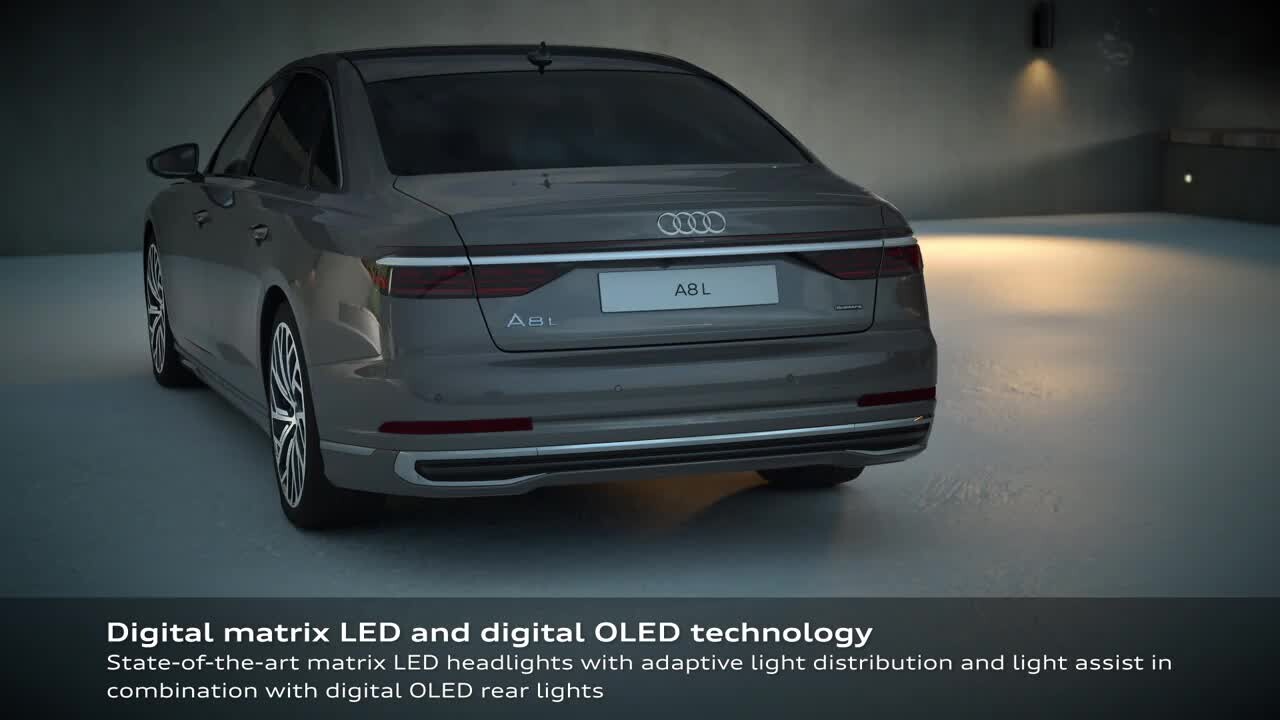 Animation: Digital Matrix LED and digital OLED technology in the new Audi A8 L