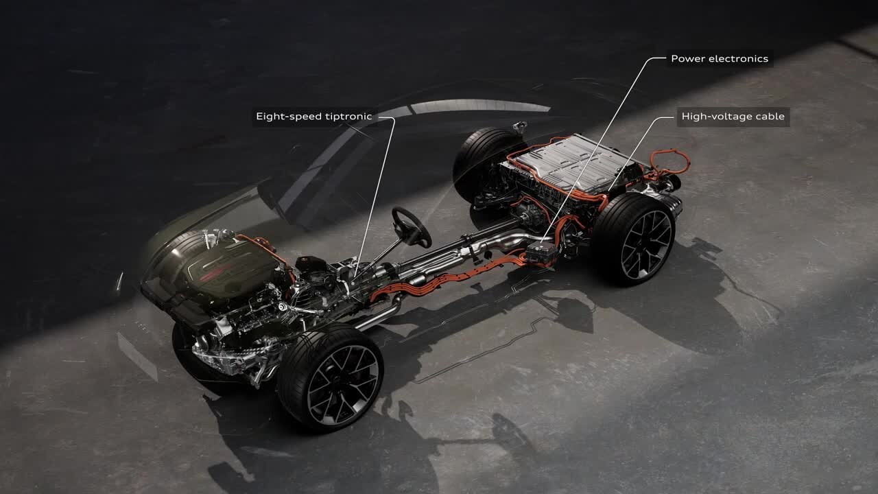 Audi RS 5 - Electrified powertrain with electric motor – Animation