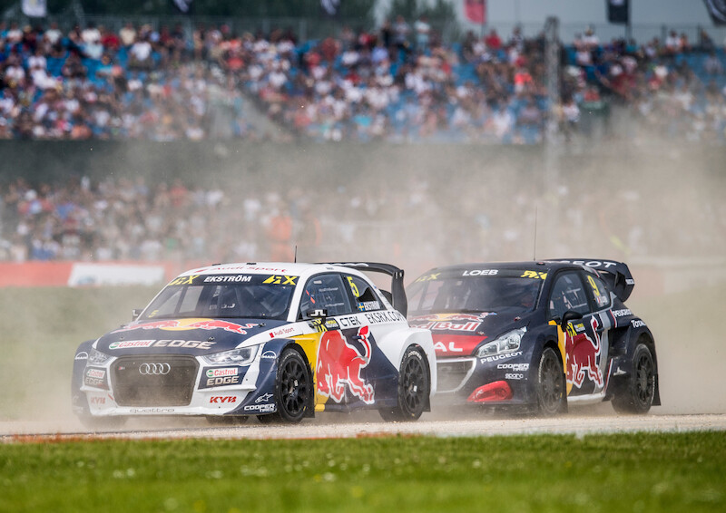 Kierowca Audi Andreas Bakkerud w Rallycrossowej rundzie na własnym podwórku