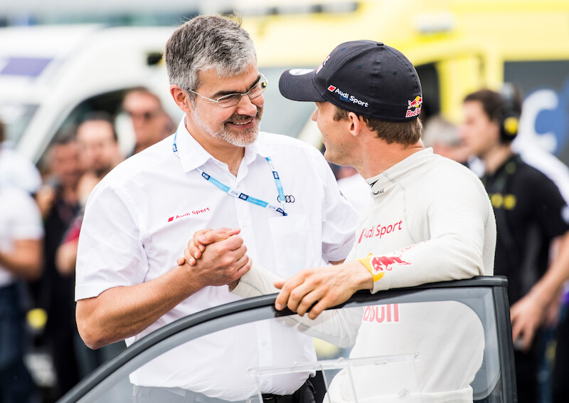 Kierowca Audi Andreas Bakkerud w Rallycrossowej rundzie na własnym podwórku