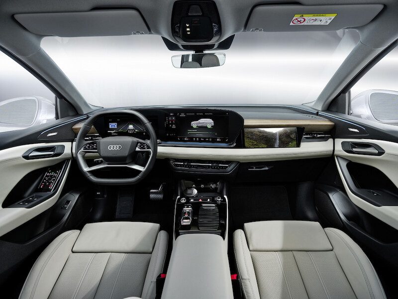 W jaki sposób wnętrze produkowanego seryjnie Audi Q6 e-tron wykorzystuje nową filozofię stylistyczną marki?
