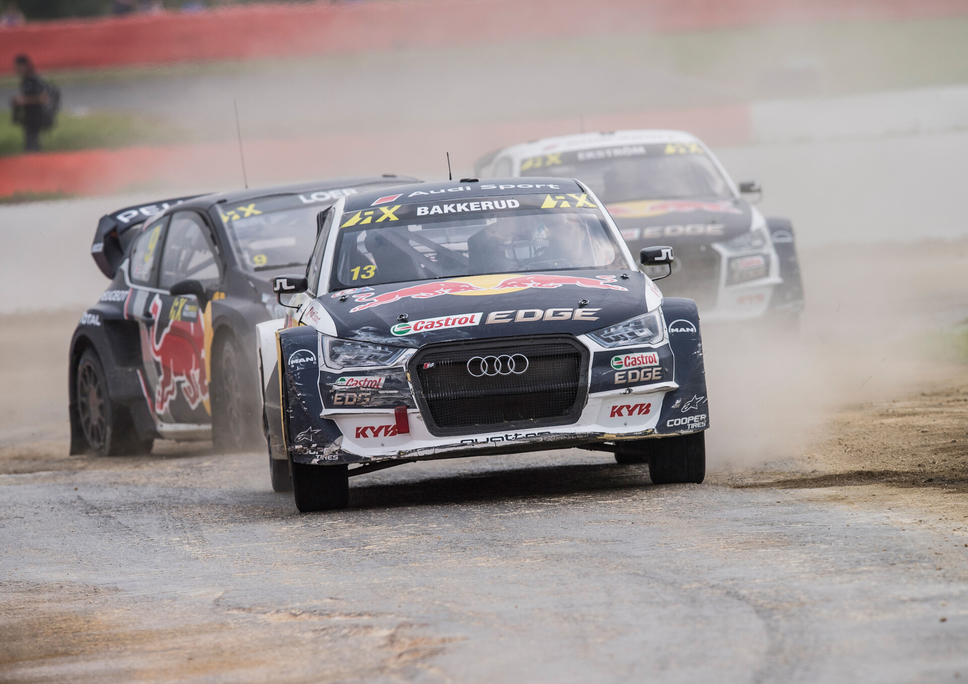 Kierowca Audi Andreas Bakkerud w Rallycrossowej rundzie na własnym podwórku