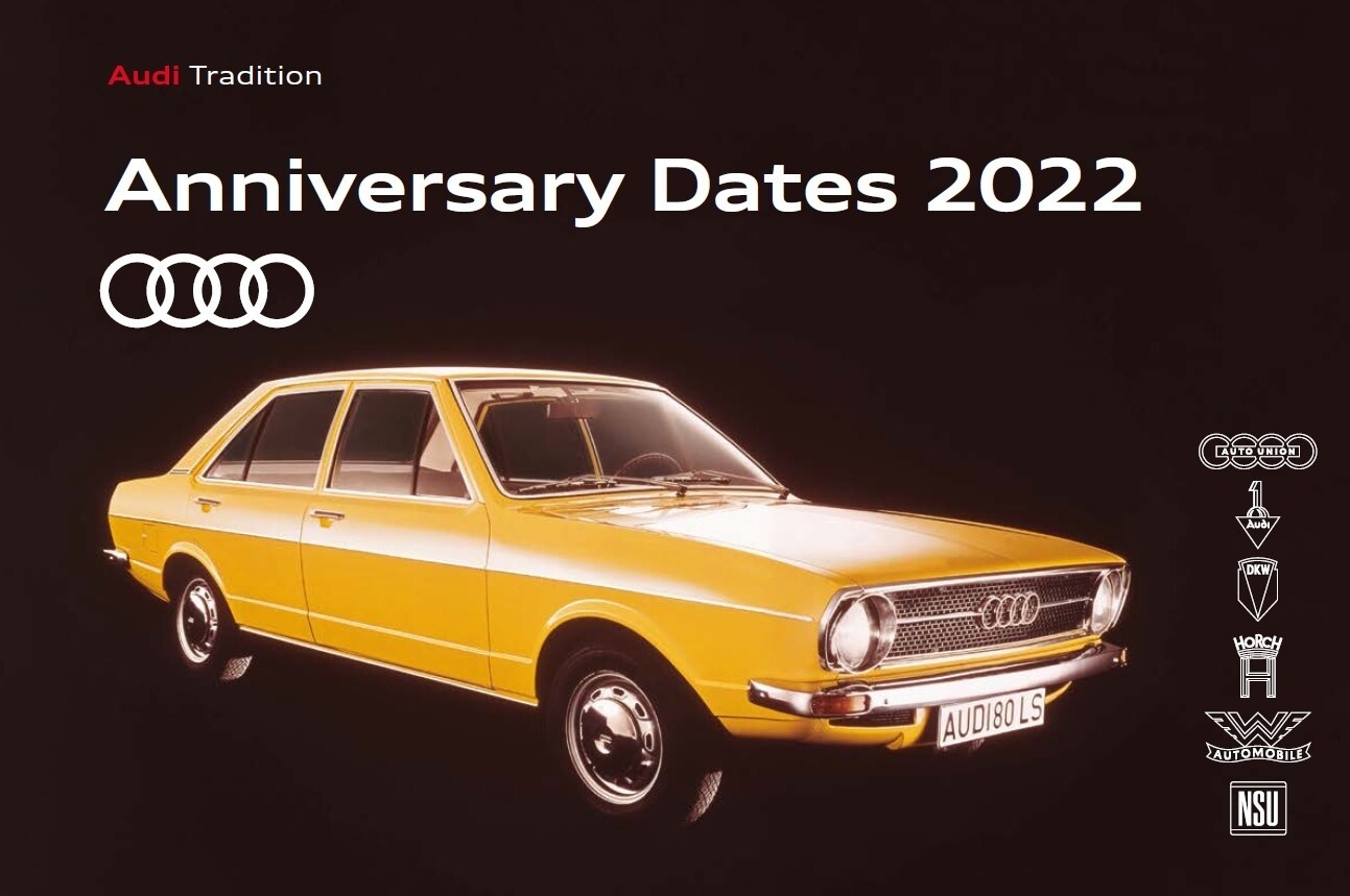 "Rocznicowe daty Audi na rok 2022" - cyfrowa broszura do pobrania ze stron internetowych Audi